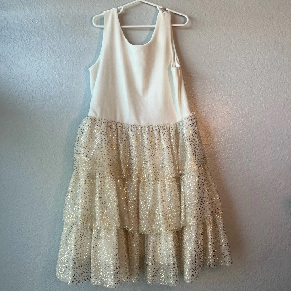 NWT CHILDRENS PLACE  Toddler WHITE/GOLD PRINCESS SPARKLE DRESS Large 10/12‎